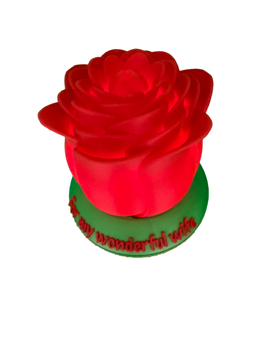 Light-Up Rose Personalized Keepsake — Custom Engraved 3D Printed