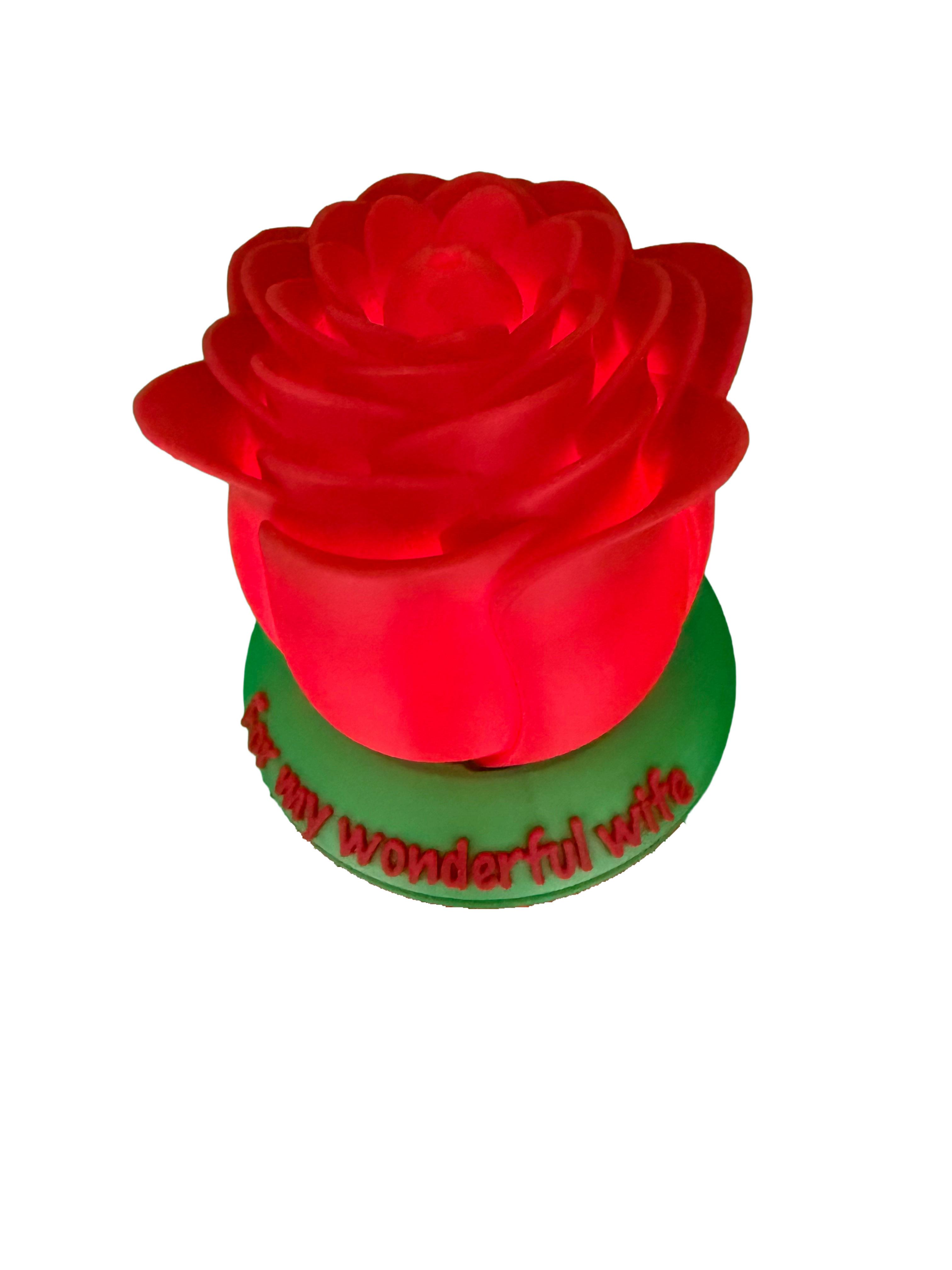 Light-Up Rose Personalized Keepsake — Custom Engraved 3D Printed