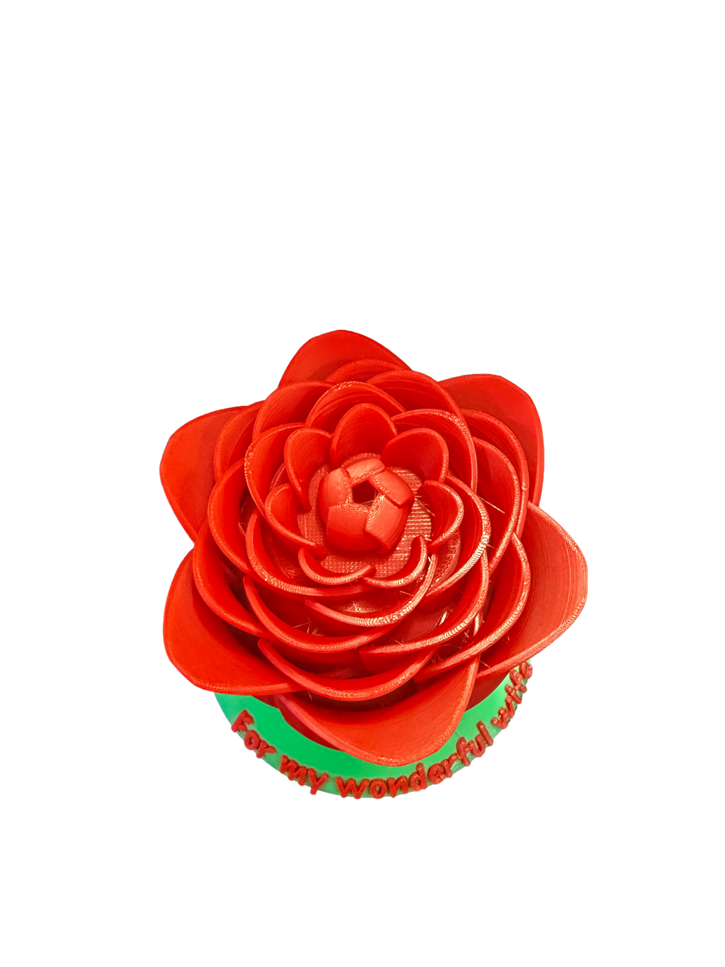 Light-Up Rose Personalized Keepsake — Custom Engraved 3D Printed