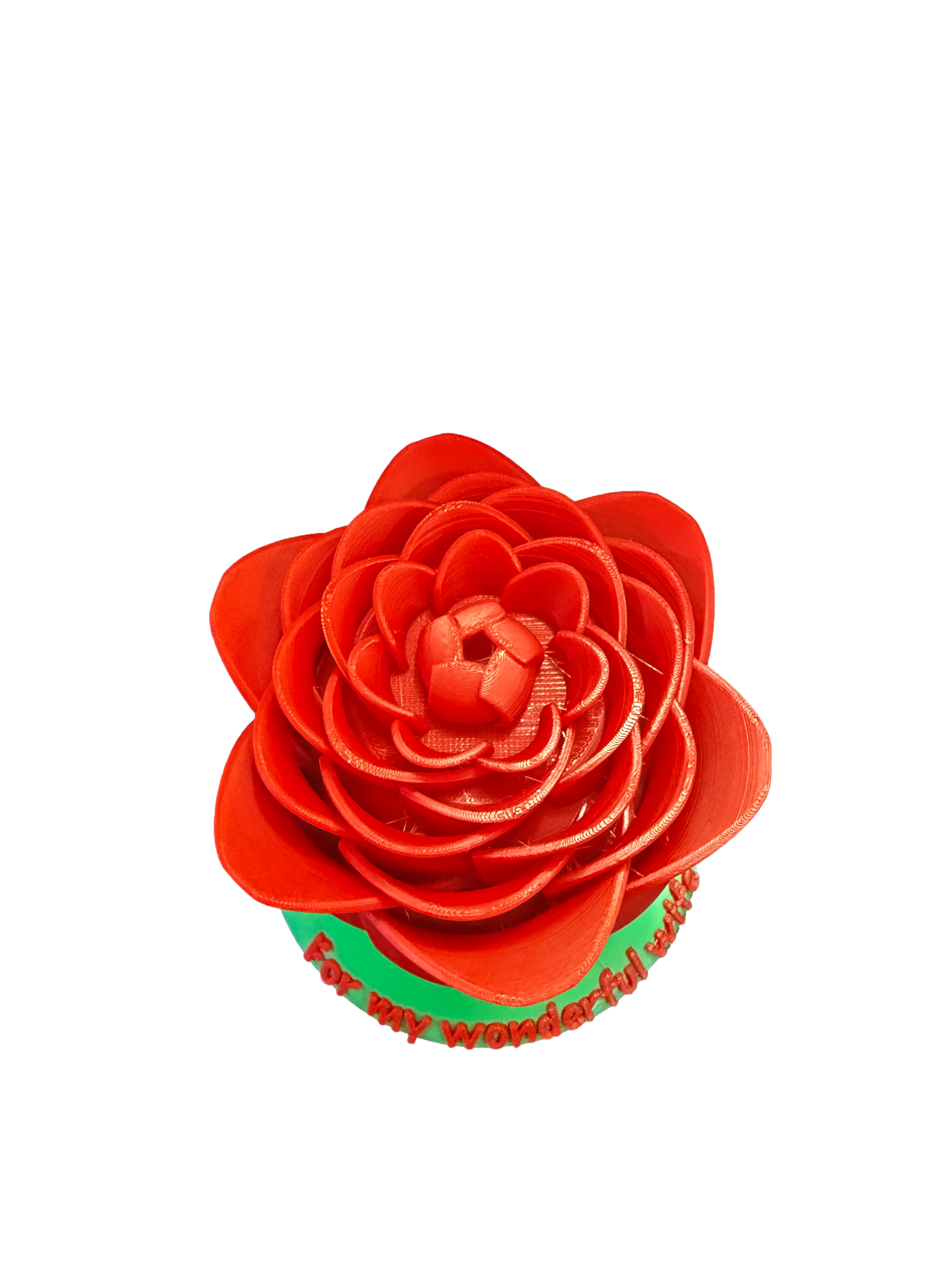 Light-Up Rose Personalized Keepsake — Custom Engraved 3D Printed