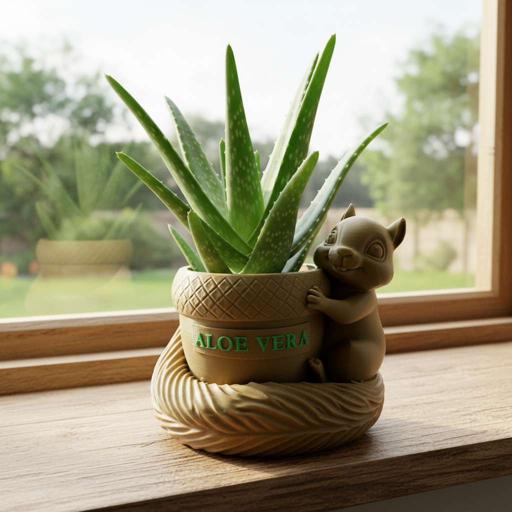 Squirrel Acorn Planter Pot — Personalized 3D Printed Succulent Pot