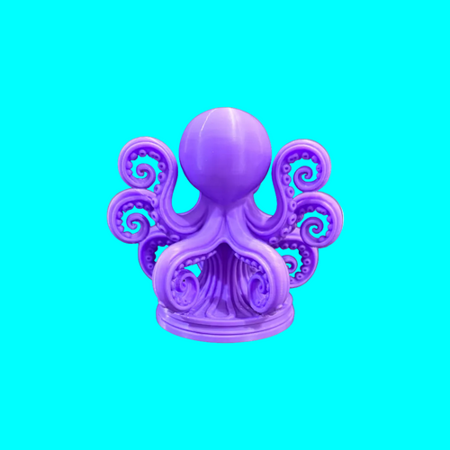Purple Octopus Sculpture — Detailed 3D Printed Figurine