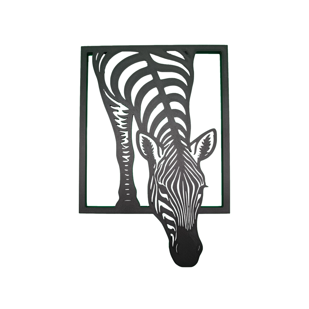 Grazing Zebra Framed Wall Art – 3D Printed Home Décor