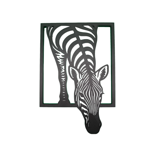 Grazing Zebra Framed Wall Art – 3D Printed Home Décor