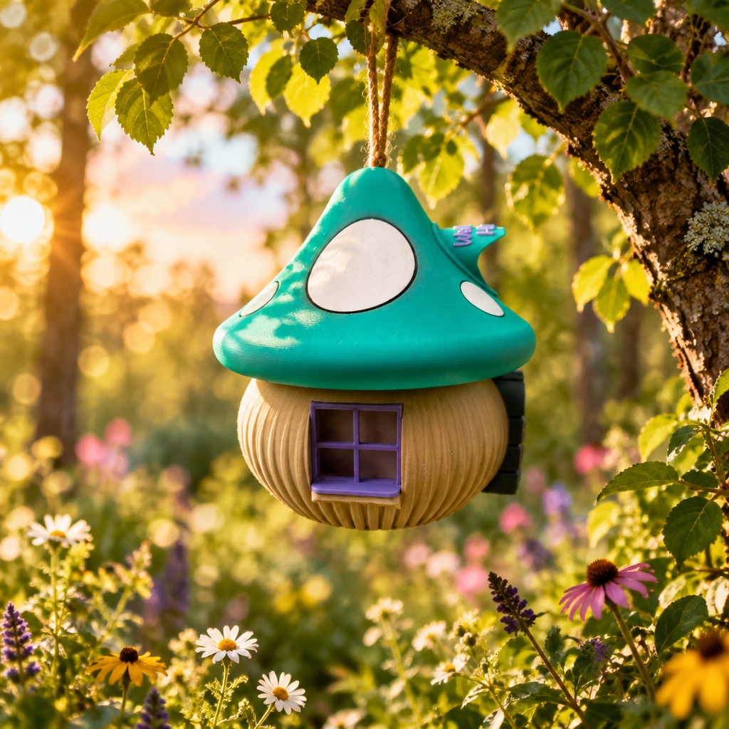 3D Printed Mushroom Birdhouse – Whimsical Outdoor & Garden Decor